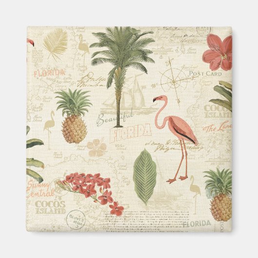 Tropisch Floridian Pattern Magneet (Voorkant)