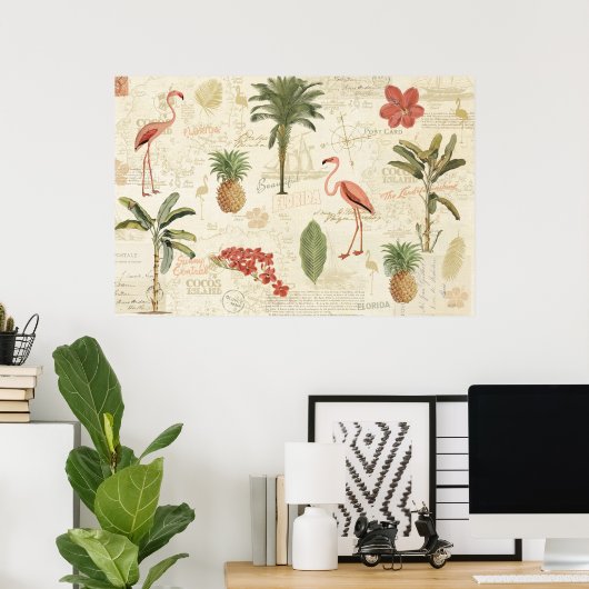 Tropisch Floridian Pattern Poster (Thuiskantoor)