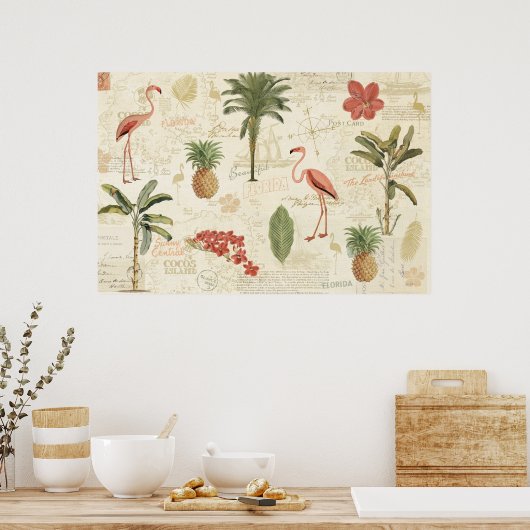 Tropisch Floridian Pattern Poster (Keuken)