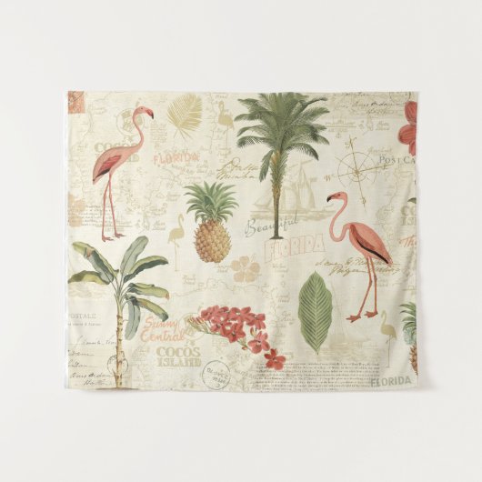 Tropisch Floridian Pattern Wandkleed (Voorkant (horizontaal))