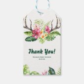 Tropisch Flowers Boho Rustic Antlers Vrijgezellenf Cadeaulabel (Voorkant)