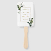 Tropisch Foliage Gold Wedding Ceremony-programma Handwaaier (Voorkant)
