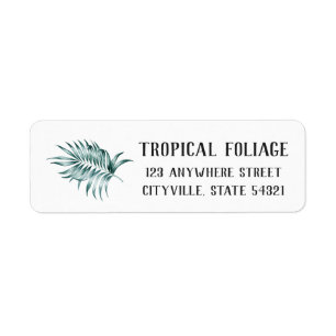Tropisch Foliage Palm Frond Return Address Etiket