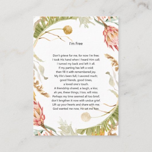 Tropisch Fotomonument Ik ben Gratis gebedskaart 3 Visitekaartje (Achterkant)