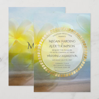 Tropisch Frangipani Modern Beach Elegant Wedding Kaart