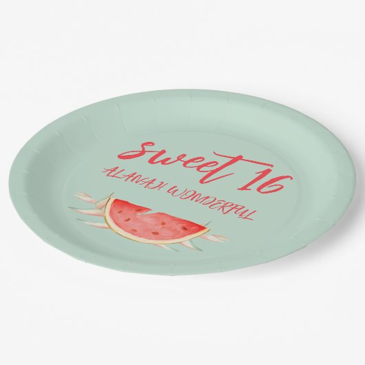 Tropisch fruit 16e verjaardag papieren bordje (Gekanteld)