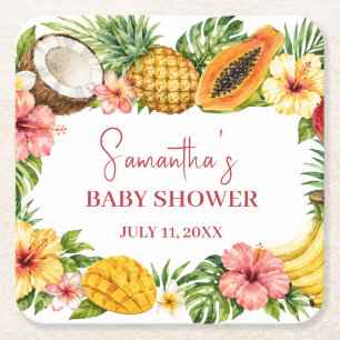 Tropisch Fruit Ananas Hawaiaanse Baby Shower Kartonnen Onderzetters
