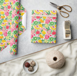 Tropisch Fruit Aquarel Zomer Patroon Cadeaupapier