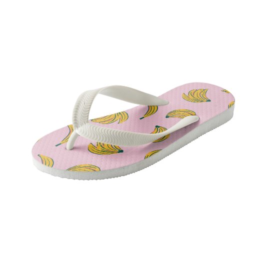 Tropisch fruit Banaan Geel en Roze Kinder Teenslippers (Schuin)