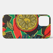 Tropisch fruit, bladeren, doedel bloemenpatroon. Case-Mate iPhone case (Achterkant (horizontaal))