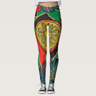 Tropisch fruit, bladeren, doedel bloemenpatroon. leggings