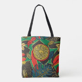 Tropisch fruit, bladeren, doedel bloemenpatroon. tote bag (Achterkant)