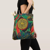 Tropisch fruit, bladeren, doedel bloemenpatroon. tote bag (Dichtbij)