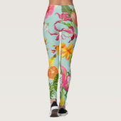 Tropisch fruit, bloemen: achtergrond. leggings (Achterkant)