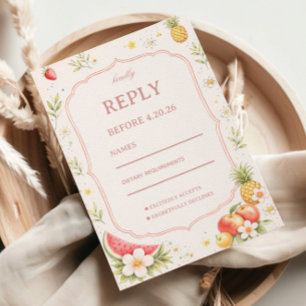 Tropisch Fruit Bloemig Respons RSVP Kaartje