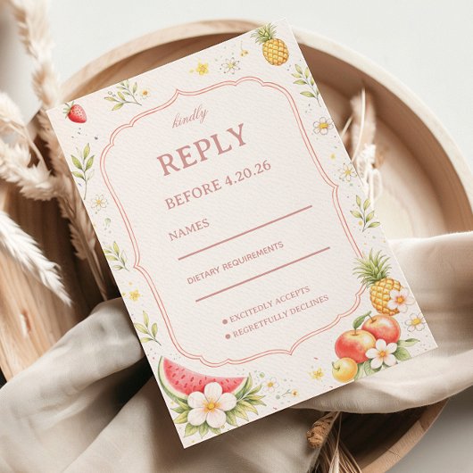 Tropisch Fruit Bloemig Respons RSVP Kaartje