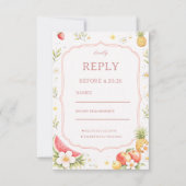 Tropisch Fruit Bloemig Respons RSVP Kaartje (Voorkant)