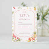Tropisch Fruit Bloemig Respons RSVP Kaartje (Staand voorkant)