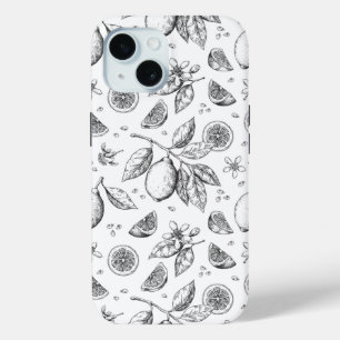  tropisch fruit citroen bloemenpatroon iPhone 15 case