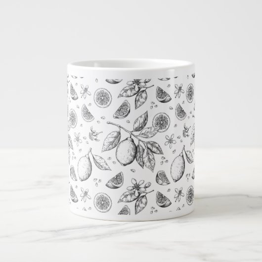  tropisch fruit citroen bloemenpatroon grote koffiekop (Voorkant)
