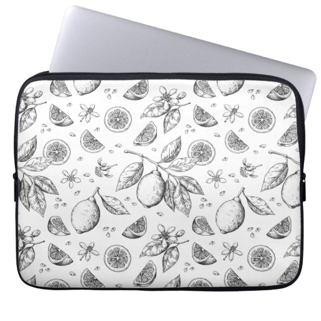  tropisch fruit citroen bloemenpatroon laptop sleeve (Voorkant)