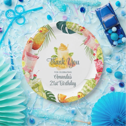 Tropisch fruit Drinken Zwembad Party Volwassen Ver Papieren Bordje (Feest)