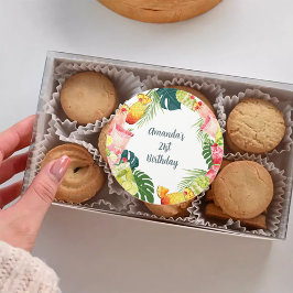 Tropisch fruit Drinken Zwembad Party Volwassen Ver Ronde Sticker