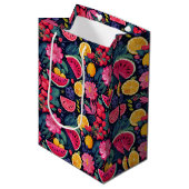 Tropisch Fruit en Bloemen Medium Cadeauzakje (Voorkant Gekanteld)