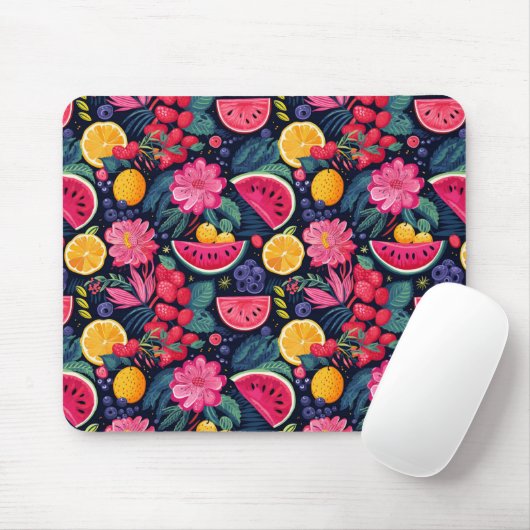 Tropisch Fruit en Bloemen Muismat (Met muis)