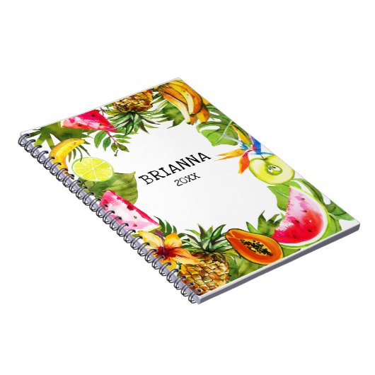 Tropisch fruit en bloemen naam, jaar notitieboek (Rechterzijde)