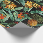 Tropisch fruit en bloemen oerwoud op zwart cadeaupapier (Hoek)