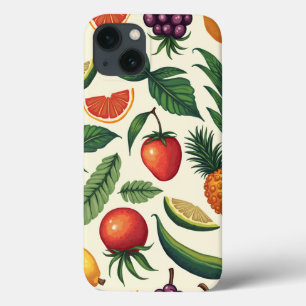 Tropisch fruit en groente patroon IPONE 13 hoesje