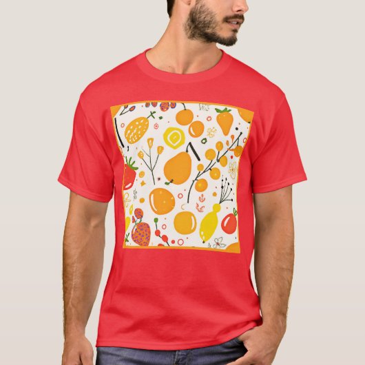 Tropisch fruit Fiesta patroon T-shirt (Voorkant)