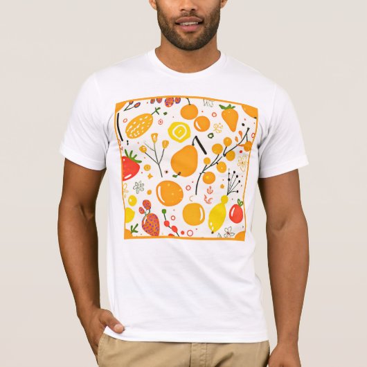 Tropisch fruit Fiesta patroon T-shirt (Voorkant)