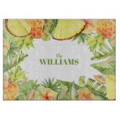 Tropisch fruit groen bloemen snijplank (Voorkant)