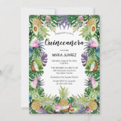 tropisch fruit | Groene zonsondergang Quinceañera Kaart (Voorkant)