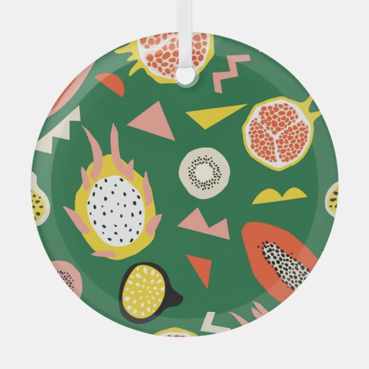 Tropisch fruit: levendig naadloos patroon. glas ornament (Voorkant)