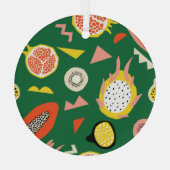 Tropisch fruit: levendig naadloos patroon. glas ornament (Achterkant)