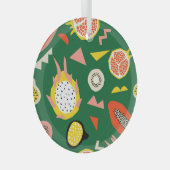 Tropisch fruit: levendig naadloos patroon. glas ornament (Voorkant Rechts)