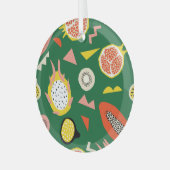 Tropisch fruit: levendig naadloos patroon. glas ornament (Voorkant links)