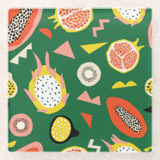 Tropisch fruit: levendig naadloos patroon. glazen onderzetter