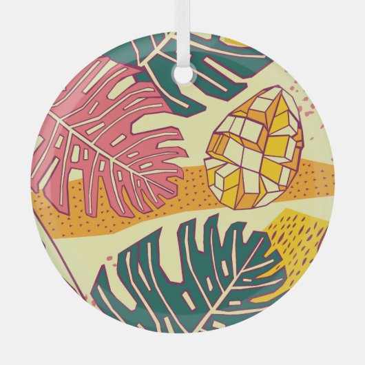 Tropisch fruit: Levendig patroonontwerp Glas Ornament (Voorkant)