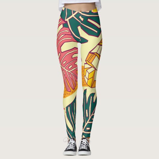 Tropisch fruit: Levendig patroonontwerp Leggings (Voorkant)