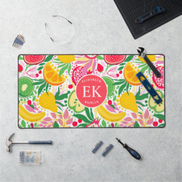 Tropisch Fruit Monogram Waterverf Zomer Patroon Bureaumat