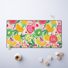 Tropisch Fruit Monogram Waterverf Zomer Patroon Bureaumat