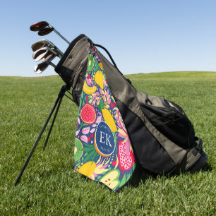 Tropisch Fruit Monogram Waterverf Zomer Patroon Golfhanddoek