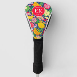 Tropisch Fruit Monogram Waterverf Zomer Patroon Golfheadcover