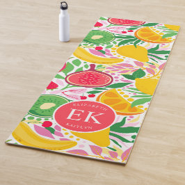 Tropisch Fruit Monogram Waterverf Zomer Patroon  Yogamat