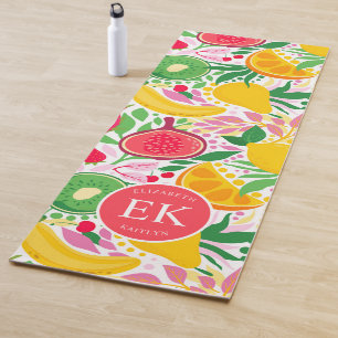 Tropisch Fruit Monogram Waterverf Zomer Patroon Yogamat