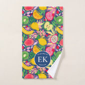 Tropisch fruit Monogram Waterverf Zomerpatroon Bad Handdoek (Handdoek)